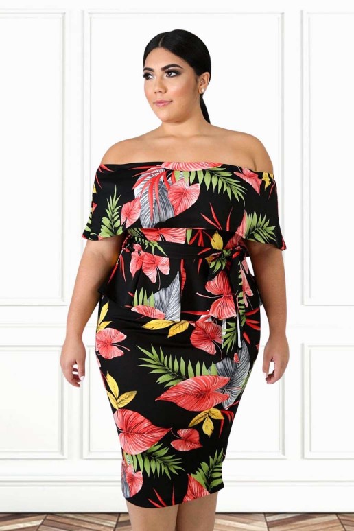Tropical Print Plus Size Dress