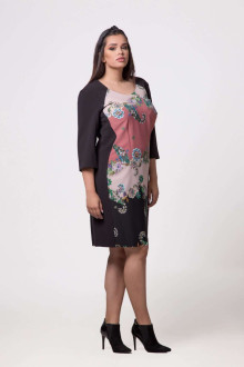 Dress in dark blue with floral print