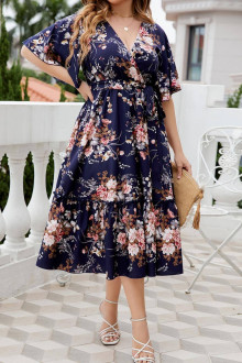 Cutout midi plus size dress in roses