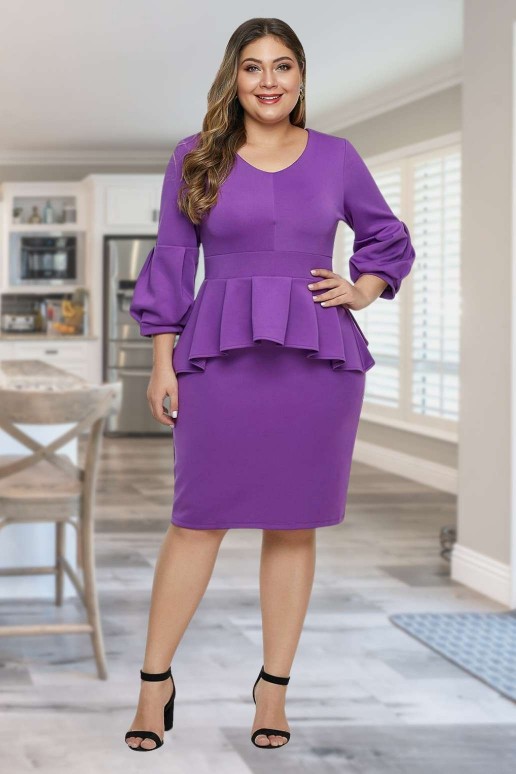 Purple Plus Size Peplum Dress