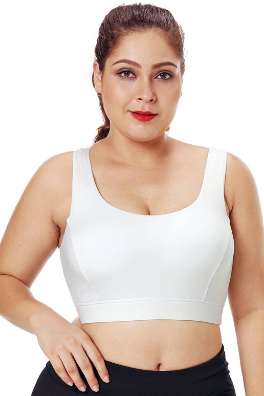 White plus size sports bra