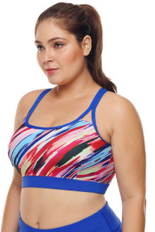 Multicolor Print Plus size Sports Bra Top