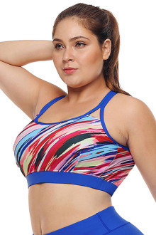 Multicolor Print Plus size Sports Bra Top