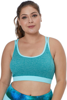 Blue Double Straps Plus size Sports Bra