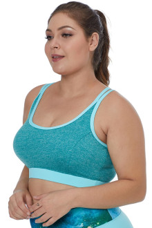 Blue Double Straps Plus size Sports Bra