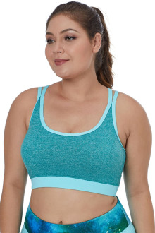 Blue Double Straps Plus size Sports Bra