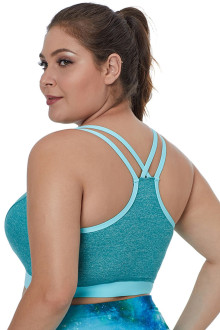 Blue Double Straps Plus size Sports Bra