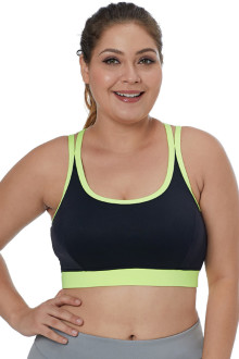 Neon Double Straps Black Sports Bra