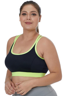 Neon Double Straps Black Sports Bra