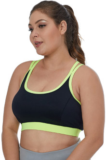 Neon Double Straps Black Sports Bra