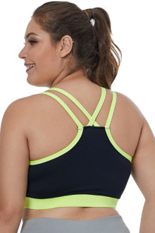 Neon Double Straps Black Sports Bra