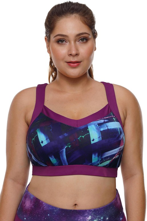 Sports maxi bra purple and blue