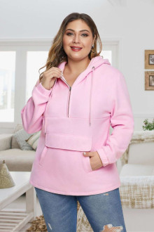 Pink plus size sweatshirt with a hood