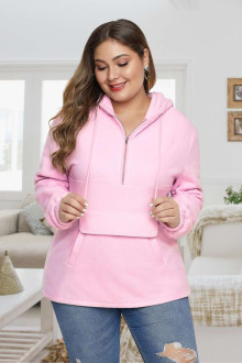 Pink plus size sweatshirt with a hood