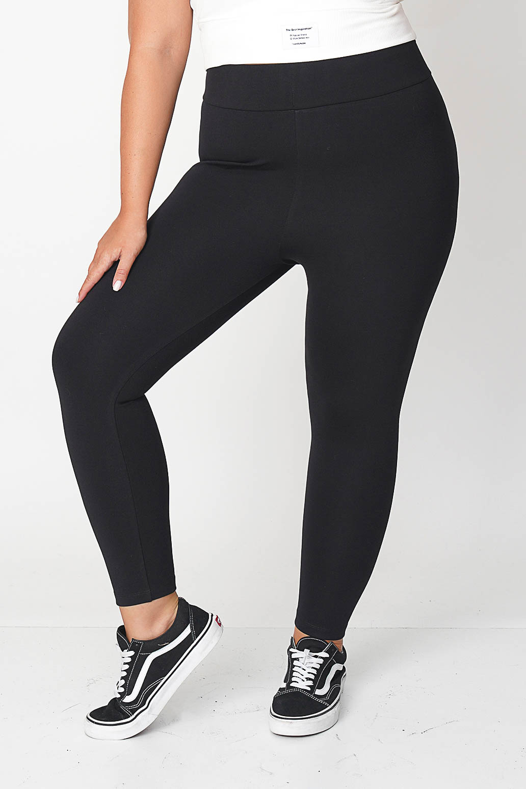 Black cotton opaque leggings